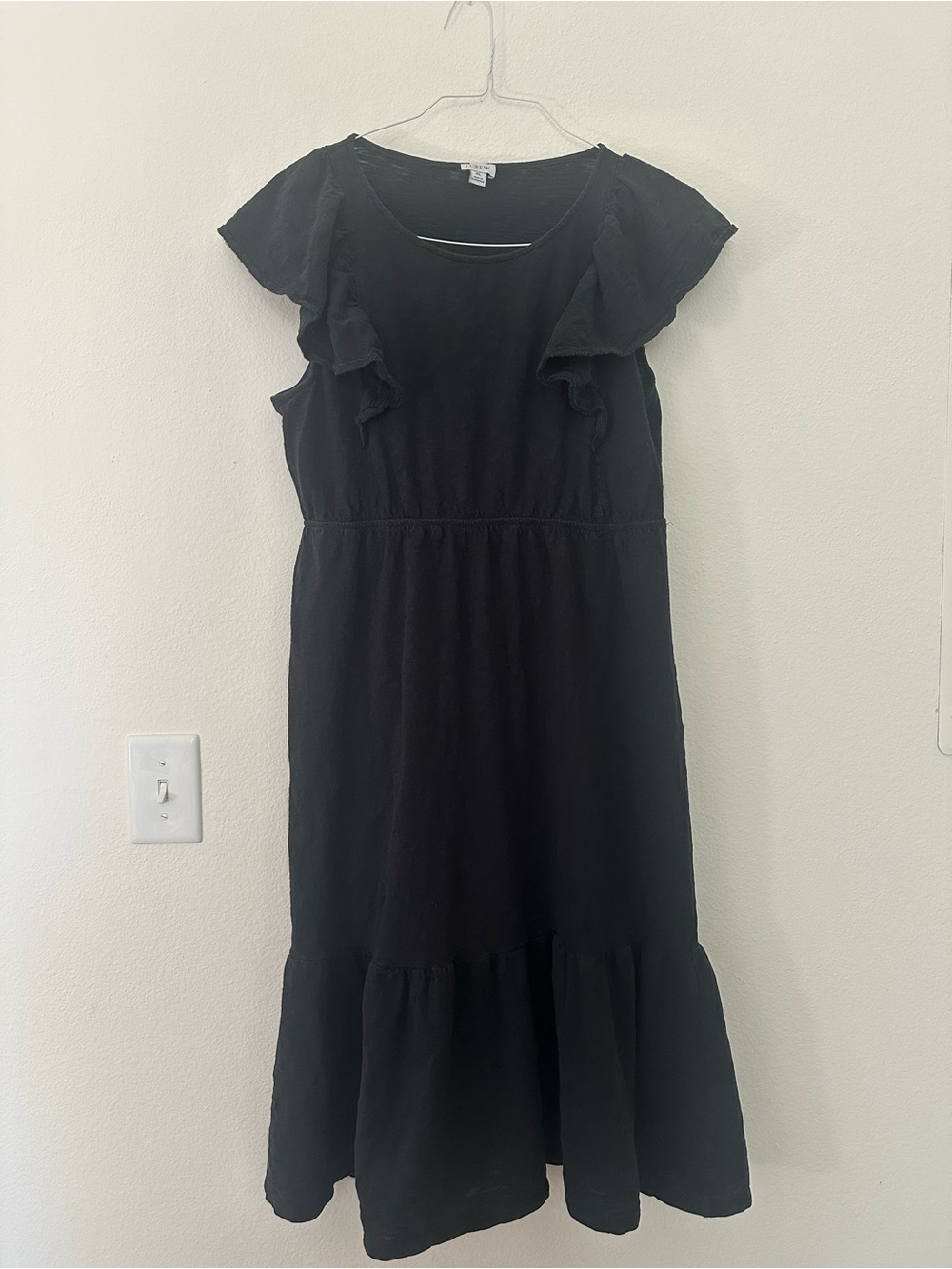 J. Crew Women’s Black Ruffle Sleeve Midi Dress